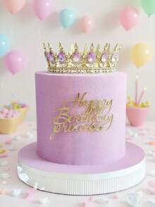 1 pièce Décoration de gâteau thème princesse, comprenant une décoration de gâteau en acrylique doré, convient pour les célébrations d'anniversaire, décoration de gâteau avec lettres en acrylique, décorations de gâteau pour fête d'anniversaire, fournitures de cuisson, articles de cuisine essentiels, parfait pour les cadeaux de fête et les décorations de fête - styleA - Voir 3
