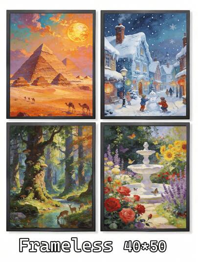 Desert Snowscape Forest Garden 5D DIY Oil Painting By Numbers Craft For Adults Home Decor 40x50cm/16x20inch Holiday Gift