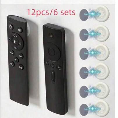 12pcs/6Sets Magnetic Remote Control Holder, Self-Adhesive Wall Mount Organizer With Strong Magnetic Hook, No-Drill Remote Storage Rack For TV, AC And Media Controllers, Space-Saving Wall Storage Solution For Home, Office And School, Easy Installation For Flat Surfaces, Great For National Day, Bathroom, Scalp Massage, Back To School, Travel Vacation And Daily Life, Holiday Gift For Family And Friends