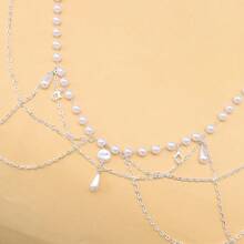 Manufacturer's New Vintage Chain Belt Skirt, Ancient Style Hanfu Clothing Accessory, Pearl Tassel Multi-Wave Chinese Style Waist Chain - Dây đeo thắt lưng khóa đôi hình tôm hùm màu trắng hiệu K. - Xem 4