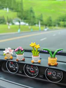 1pc Cute Car Accessories, Flower Car Decorations, Mini Center Console Ornaments, All Exuding A Sense Of Luxury. Center Console Accessories, Interior Accessories - Random Styles - View 3