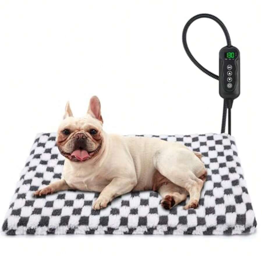 Heated Dog Bed 11 Adjustable Temperature Dog Heating Pad Indoor with Timer Pet Heated Mat for Dogs Cats Electric Cat Heating Pad with Washable Cover Heated Pet bed-28''x20'' Medium - Gris - Ver 1