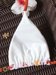 Bộ bikini nữ gợi cảm hở lưng, họa tiết hoa, dây buộc bên hông, chất liệu co giãn cao, thích hợp cho kỳ nghỉ hè ở bãi biển. - Nhiều màu - Xem 6