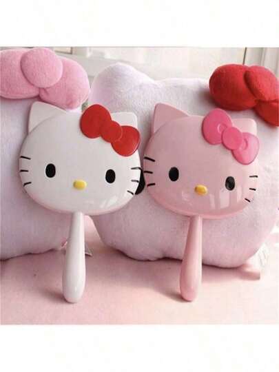  Gương trang điểm cầm tay hình mèo Hello Kitty đáng yêu của Sanrio, gương trang điểm di động tiện dụng cho sinh viên, ký túc xá, 1 chiếc.