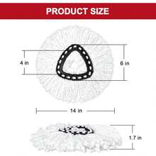 4 Pack Mop Heads Replacements Easy Wring Spin System, Microfiber Refills, Easy Cleaning Mop Replace - 12件裝單槽拖把 白色 - 查看 7