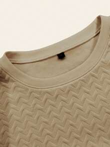 GRDR Vintage Textured Short Sleeve T-Shirt, Casual Summer Top For Men - Khaki - View 4