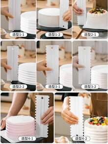 长款四件套蛋糕奶油刮刀，波浪形双面锯齿刮刀，家用烘焙工具 - 查看 12