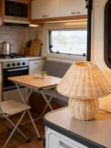 1pc USB Powered Rattan Woven Desk Lamp, Retro Style Table Lamp, Suitable For Bedside, Hostel, Dining Room, Camping, Minimalist Warm Light Atmosphere Lamp - Handmade Rattan Table Lamp - View 8