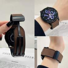 Dây đeo đồng hồ da từ tính tương thích với Samsung Galaxy Watch 7/6/5/4/Active 2 40mm 44mm/Watch 6 Classic 43mm 47mm/Watch 5 Pro 45mm/Watch 4 Classic 42mm 46mm, 18mm, 20mm, 22mm, dành cho nam. - màu nâu - Xem 5