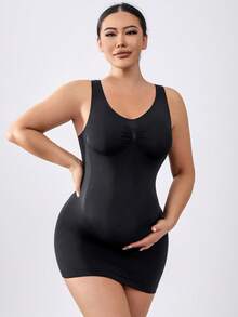 孕妇无袖褶皱露背瑜伽上衣，无缝休闲孕妇装 - 黑色 - 查看 3