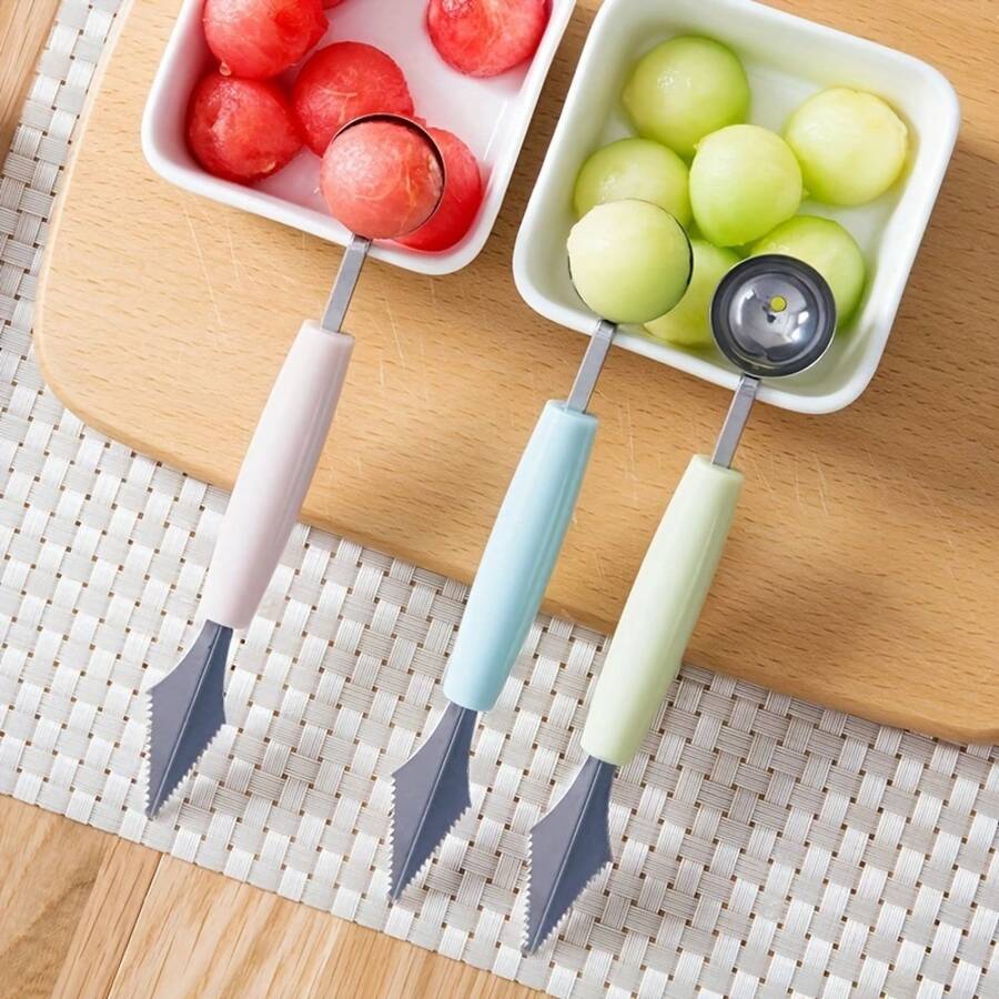 1pc, Fruit Spoon, Stainless Steel Fruit Ball Scooper, Reusable Watermelon Spoon, Creative Carving Knife, Fruit Spoon, Watermelon Spoon, Fruit Cutter, Kitchen Utensils, Kitchen Accessories - 查看 1