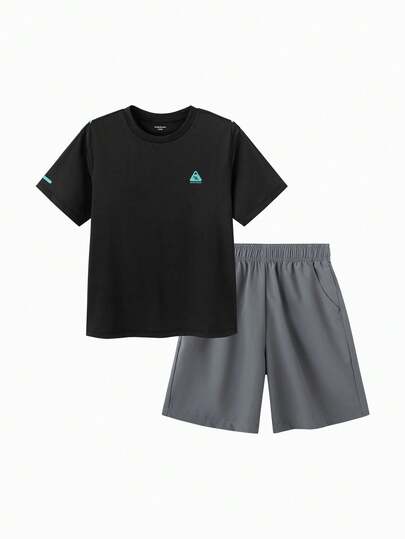 Balabala Bộ đồ hai mảnh gồm áo thun ngắn tay và quần short nhanh khô cho bé trai, bộ sưu tập mới Xuân Hè 2026.