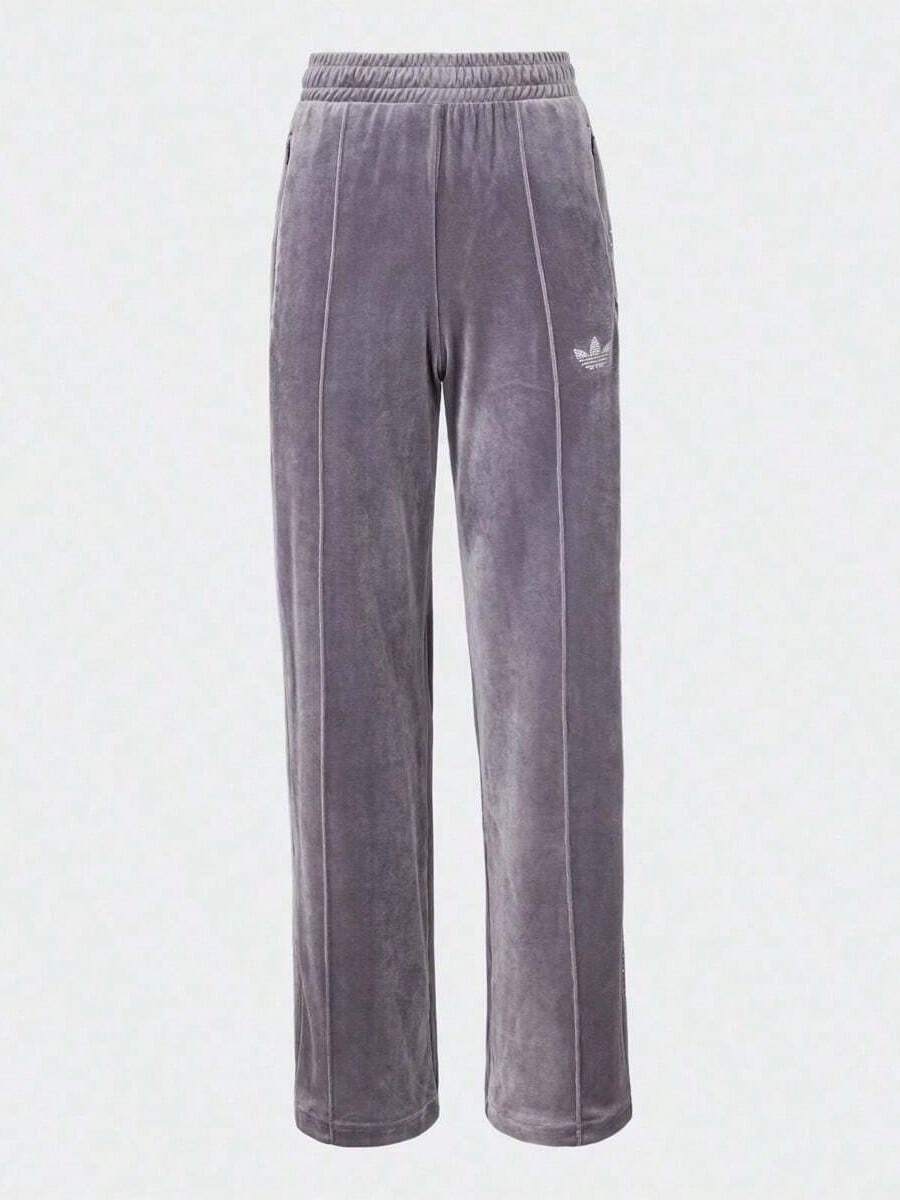 Adidas Pantalones de mujer con adornos de terciopelo y strass JY0215 - Gris Claro - Ver 1