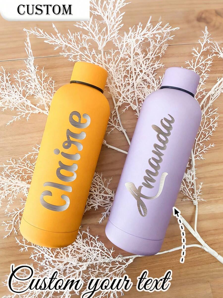 1件客製化雙層不鏽鋼咖啡杯/蘇打水瓶，運動保溫旅行杯，500ml/17oz 個性化姓名杯，多色可選，適合作為返校季、節日與生日禮物