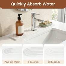 Stone Faucet Mat For Kitchen Sink Diatomite Drying Mat Super Absorbent Quick Dry Water Absorbing Stone Tray With Drainage Grooves Splash Guard Protector - White - View 3