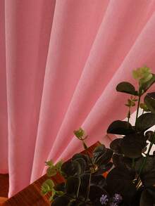 2 Panels Màu thuần Cửa sổ mỏng , Có thể tháo rời Trong mờ Trang trí Rèm Đối với Phòng ngủ Phòng khách Sự riêng tư Rèm - Hồng - Xem 4