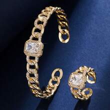 Bộ 2 chiếc nhẫn thời trang cao cấp đính đá Cubic Zirconia, món quà trang sức đeo hàng ngày dành cho phụ nữ. - bộ nhẫn vòng tay - Xem 6