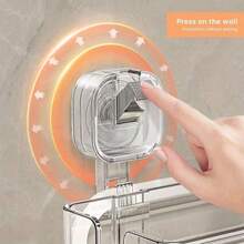 1pc Suction Cup Bathroom Shelf, No Drilling Wall Mounted Vanity Storage Rack - Multicolor - View 5