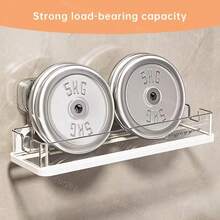 1pc Suction Cup Bathroom Shelf, No Drilling Wall Mounted Vanity Storage Rack - Multicolor - View 6