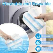 Mop Replacement Pads For O Cedar H2prO Flat Mop System, Mop Handle For O-Cedar H2pro Mop, Reusable Microfiber Mop Pads For Ocedar Flat Mop, Include 4 Mop Pad Refills And 4-Section Mop Handle - White - View 9