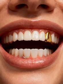 4pcs Classic Smooth Single Tooth Grillz, Suitable For Men And Women As Holiday Decoration - Multicolor - View 5
