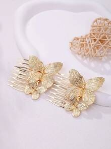 1 pièce Peigne latéral papillon élégant, accessoire pour cheveux pour femmes, peignes, peignes pour cheveux - Argent - Voir 3