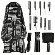 2/14pcs Professional Hairstyling Comb Set, Includes Haircutting Cape, Neck Duster Cape, Hairdressing Apron, Coloring Cape, Cleaning Brush, Spray Bottles (For Styling, Alcohol, Pressure), Hairstyling Tools And Accessories. Suitable For Hair Salons, Beauty Parlors And Back To School Season. - Black - View 9