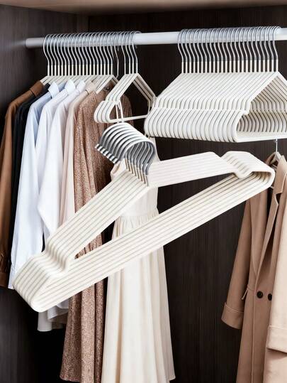 5/10pcs Adult Non-Slip Plastic Coated Hangers, Adult Clothes Drying Rack, Space Saving Hangers, Home Clothes Rack, Nordic Style Hangers, For Dresses, Standard Suits, Shirts, Suitable As His/Her Valentine's Day Gift, Wardrobe Organizer