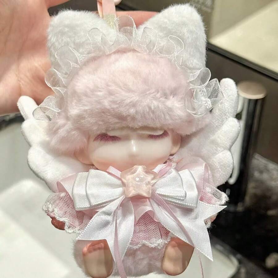 Pakaian Pengganti Boneka DD Diary, Set Tulle Putih Motif Kotak-kotak Merah Muda dengan Mutiara [Boneka Tidak Termasuk] - MultiWarna - View 1