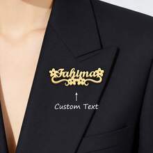 Ghim cài áo hình hoa và tên theo yêu cầu dành cho nam nữ, chất liệu thép không gỉ, huy hiệu cài áo tùy chỉnh, trang sức cá nhân hóa cho các bữa tiệc hoặc trang phục, quà tặng. - Nhiều màu - Xem 1