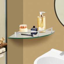 Bathroom Triangular Glass Shelf, Glass Shelf, Tempered Glass Corner Shelf - Clear - View 5