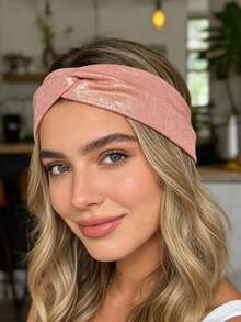 1条粉色扭结发箍，适合日常、音乐节、派对等场合，可爱粉色扭结发带 - 彩色 - 查看 3