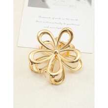 1pc Women's Simple Flower Design Metal Hair Claw, Fashionable Plum Blossom Alloy Chic Hair Clip For Everyday Use, Parties, Shower,School,Flower Claw,Hair Accessories,Claw Clips,Hair Jaw Clip,Hair Clutch Fall Winter For Vacation Outfits Woman - 彩色 - 查看 2