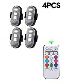 Lumières stroboscopiques LED sans fil avec télécommande, 8 couleurs, chargement USB, étanche, anti-collision, lumières d'avertissement d'urgence LED pour voiture, , drone, avion, vélo, pour la décoration de voiture, meilleur cadeau de fête pour la famille et les amis - A - Voir 16