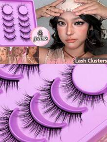 6 pares de pestañas postizas naturales de visón 3D, pestañas falsas de maquillaje, pestañas postizas, herramientas de belleza al por mayor - Negro - Ver 1