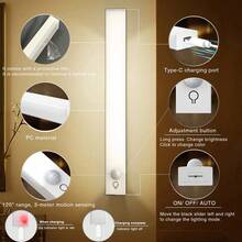 20/30/50cm Adjustable LED Motion Sensor Night Light, USB Rechargeable, 3 Color Temperature Modes, Magnetic LED Lamp Suitable For Home, Bedroom, Stairs, Room Decor, Bedside Reading Light, Corridor, Bathroom - Cabinet Lights - View 6