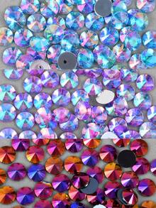 100pcs/Pack, 10mm Pointed Flat Round Acrylic AB Color Rhinestones, Pointed Top Round Plastic Rhinestones For Clothing, Shoes, Bags Decoration - 10mm 100pcs - View 12
