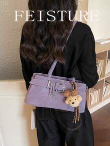 FEISTURE 1件裝時尚女款腋下肩背包，附裝飾肩帶，適合日常出遊、約會、通勤 - 紫色 - 查看 4