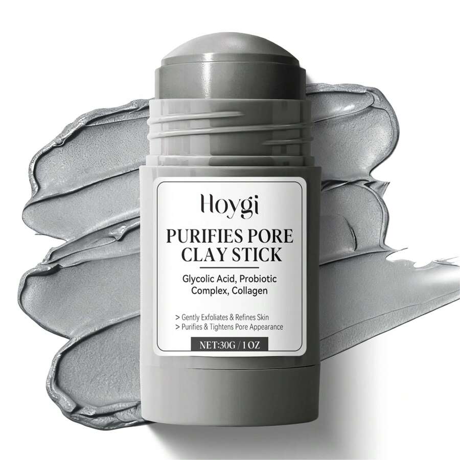 Hoygi Clay Mask Stick, Deep Pore Cleansing, Exfoliator Blackhead Remover Pore Cleanser Gentle Exfoliation Skin Brightening, Hydrating & Moisturizing Face Mud Mask For All Skin Types, Men & Women (Gray) - Collagen - 查看 1