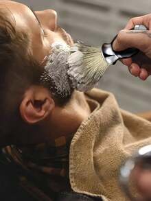 1 Set Luxury Handmade Badger Hair Shaving Brush - Beard Grooming Tool, Ergonomic Design For Easy Grip, Reliable Facial Cleansing And Care Tool. Suitable As A Shaving Accessory Gift For Partner's Birthday; Essential For Daily Life And Holidays - Beard Brush - View 2