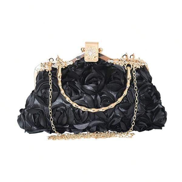 3D Floral Banquet Bag Crossbody Chain Bag Women's Korean Style Fashion Handbag Sweet And Gentle