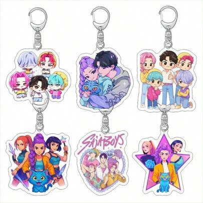 Panini Bộ móc khóa hình nhân vật MATTEI KPOP HUNTRX & SAJABOYS, móc khóa in hình nhân vật kèm các phụ kiện nhỏ để trang trí túi xách và làm đồ sưu tầm cho người hâm mộ.