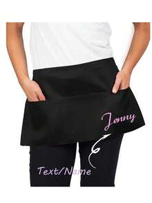1pc Customized Polyester Apron Unisex With 3 Pockets, Short Waist-Length Chef Uniform For Hotel Restaurant Server, Kitchen Cooking And Baking, Chef Apron, Personalized Men's Cooking Apron - Multicolor - View 4