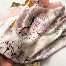 Women's Large Square Satin Scarf 90x90 Chic Polyester Printed - Baby Pink - View 3