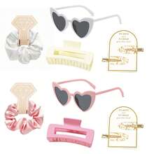 伴娘礼盒4件套，包括伴娘发夹、伴娘发箍、伴娘太阳镜，新娘派对礼物，丝缎柔软发饰，伴娘婚礼礼物，女士（绿色） - 4pcs - 查看 44