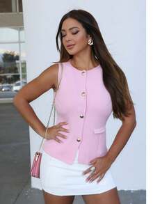 Modal Tailored Vest - Màu Hồng baby - Xem 5