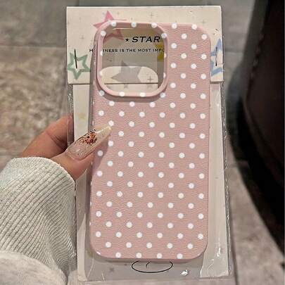 1pc Minimalist White Polka Dot Artistic Pattern Matte Textured Full Coverage Shockproof TPU Fashionable Phone Case Compatible With IPhone 17, 16, 15, 14, 13, 12, 11 Pro Max/Plus/XR/7/8