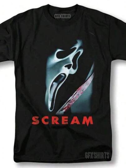 Skräckfilm från 90-talet med Scream Ghostface-t-shirt med grafisk design