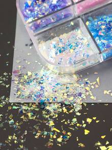 12 Grids Irregular Flakes Nail Sequins Glitter, Holographic Mermaid Blue Pink Nail Art Sequins, Spring Summer Japanese Design Nail Art Glitter Flakes Decorations Manicure - Multicolor - View 8