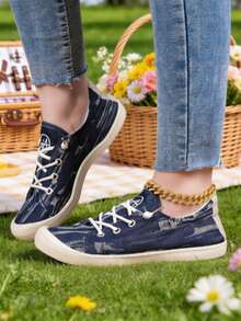 New Casual Flat Sneakers Suitable For Spring And Autumn, Women's Running Shoes - Blue - View 5